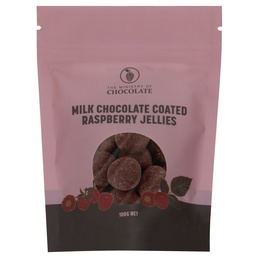 [MO-BRJ100] Ministry of Chocolate Milk Coated Raspberry Jellies 100g